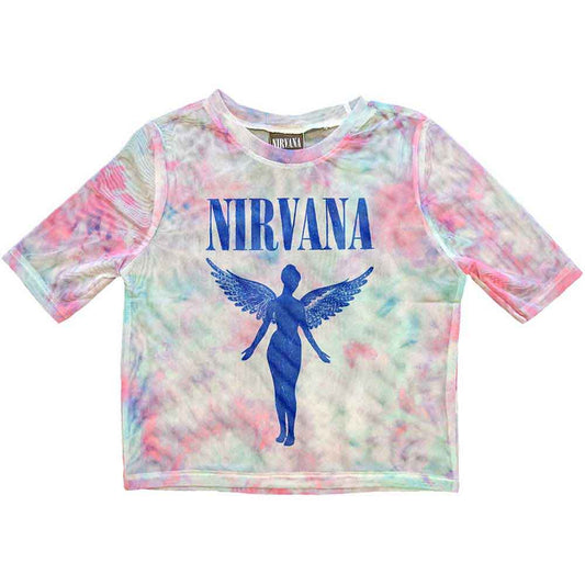 Nirvana Ladies Crop Top: Angelic Blue Mono