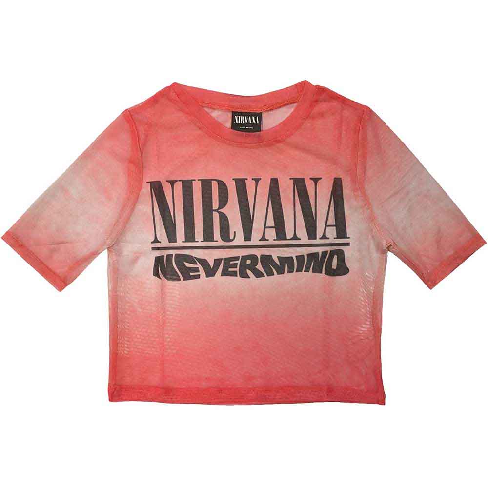 Nirvana Ladies Mesh Crop Top: Nevermind Wavy Logo