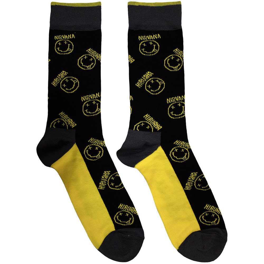 Nirvana Socks: Yellow Happy Face Pattern
