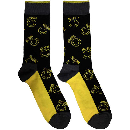 Nirvana Socks: Yellow Happy Face Pattern