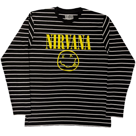 Nirvana Sweatshirt: Yellow Happy Face Striped