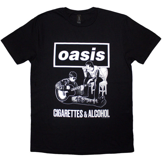 Oasis T-Shirt: Cigarettes & Alcohol Illustration Mono