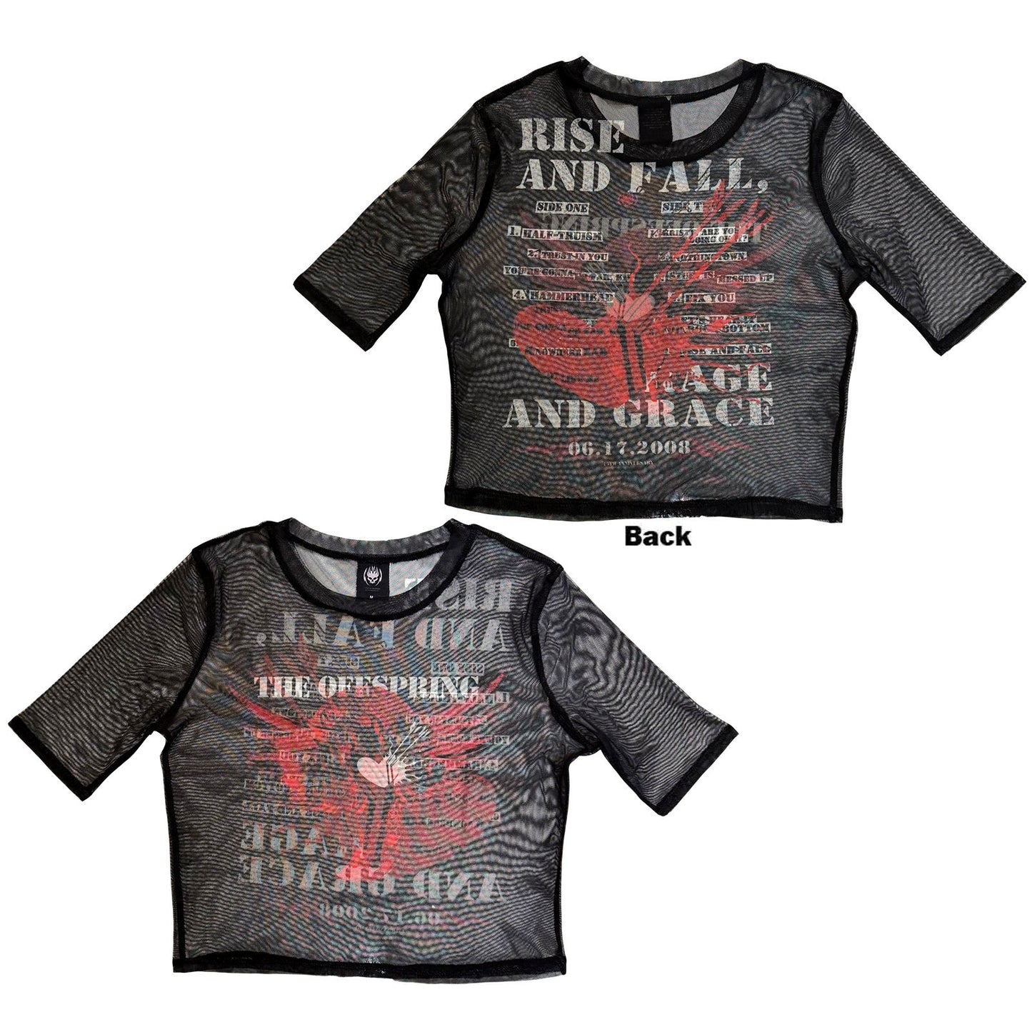 The Offspring Ladies Mesh Crop Top: Rise & Fall