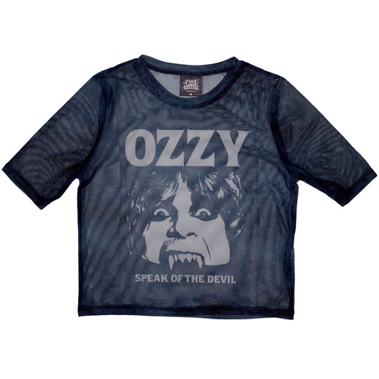 Ozzy Osbourne Ladies Mesh Crop Top: Speak Of The Devil