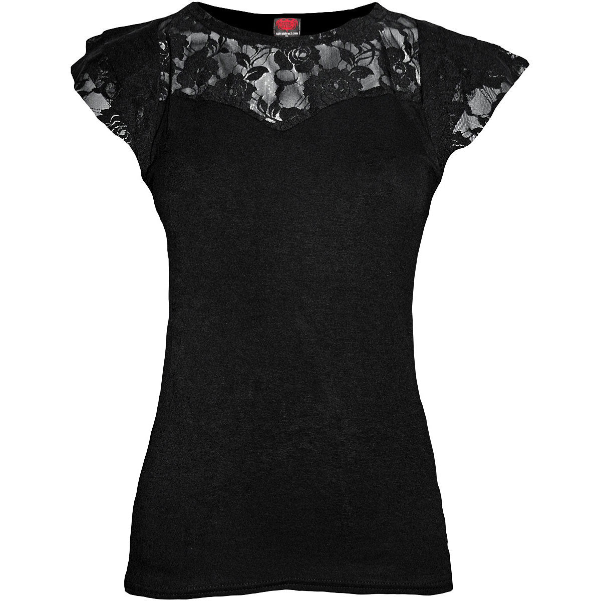 Spiral Ladies Lace Layered Cap Sleeve Top: Plain