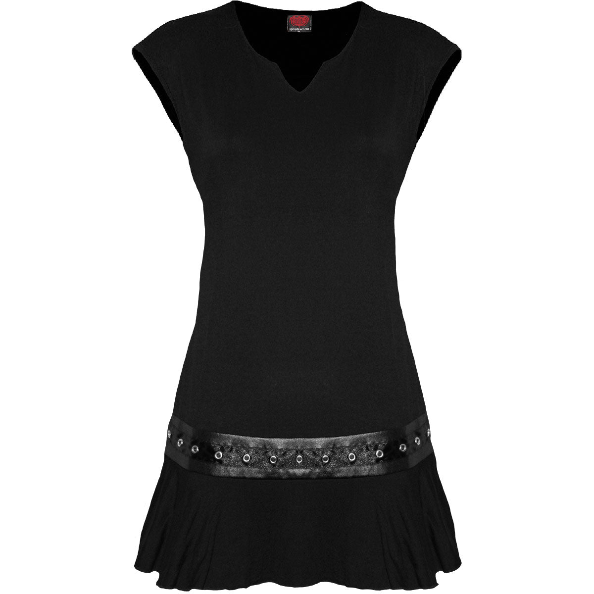 Spiral Ladies Stud Waist Mini Dress: Plain