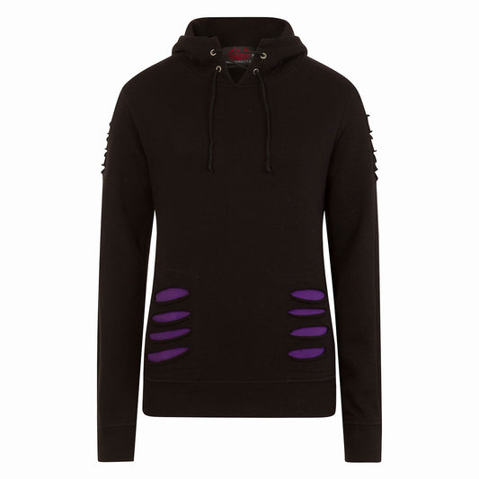 Spiral Ladies Ripped Pullover Hoodie: Plain