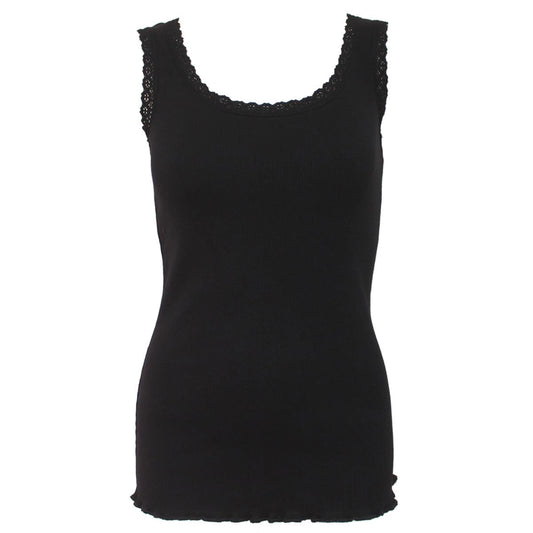 Spiral Ladies Crochet Collar Ribbed Vest T-Shirt: Plain