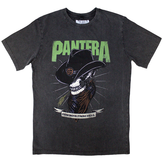 Pantera Stone Wash T-Shirt: Skeleton Cowboy