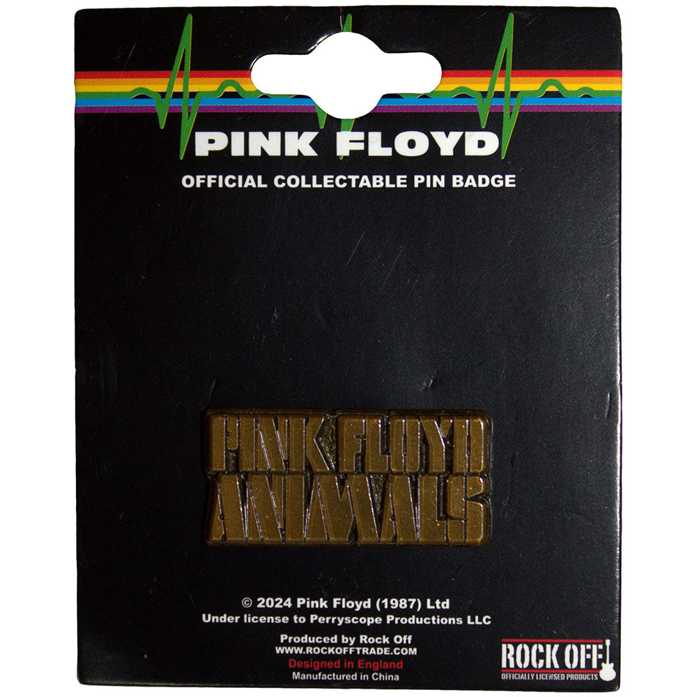 Pink Floyd Badge: Animals Gold Text Logo