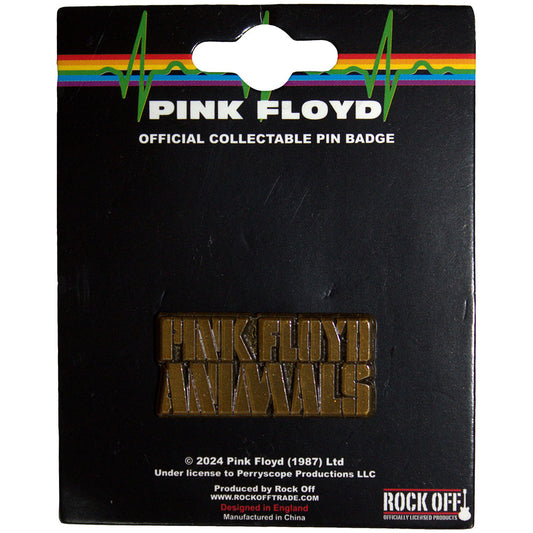 Pink Floyd Badge: Animals Gold Text Logo