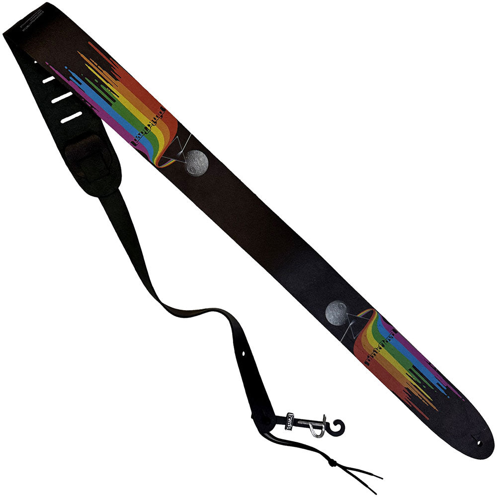 Pink Floyd Guitar Strap (Leather): Dark Side of the Moon Prism