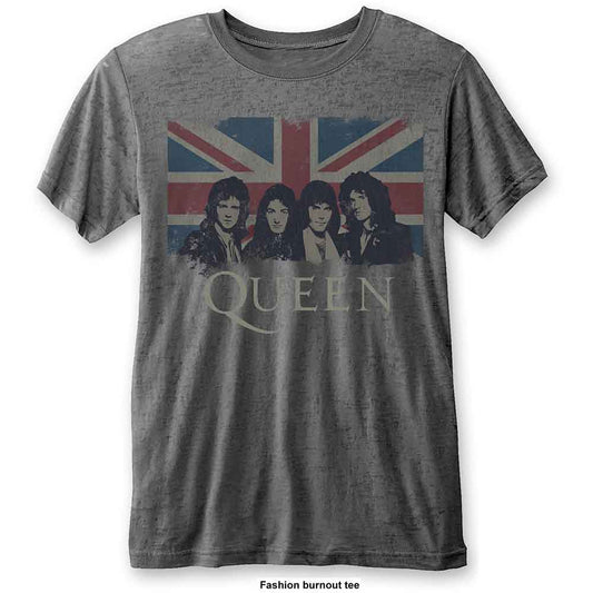 Queen Burnout T-Shirt: Vintage Union Jack
