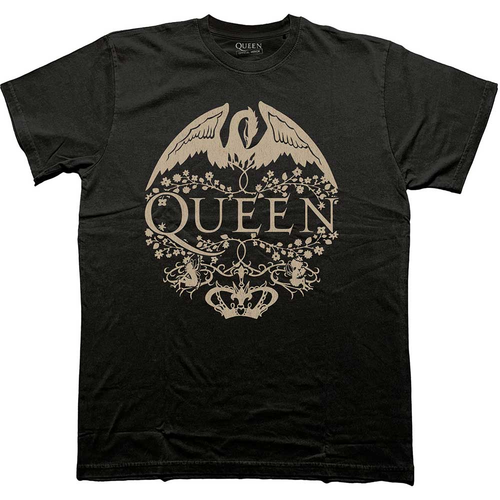 Queen T-Shirt: Floral Crest Mono