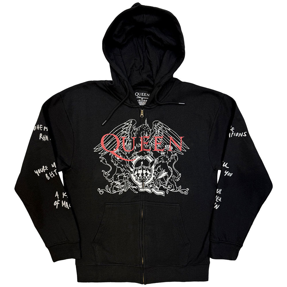 Queen Zipped Hoodie: Logo & Crest Outline