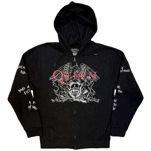 Queen Zipped Hoodie: Logo & Crest Outline