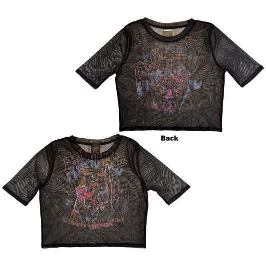 Ramones Ladies Mesh Crop Top: Graffiti Illustration