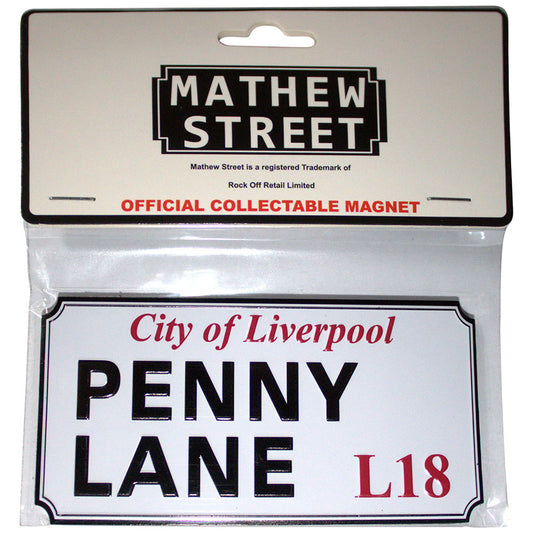 Rock Off Premium Fridge Magnet: Penny Lane Liverpool Sign Embossed