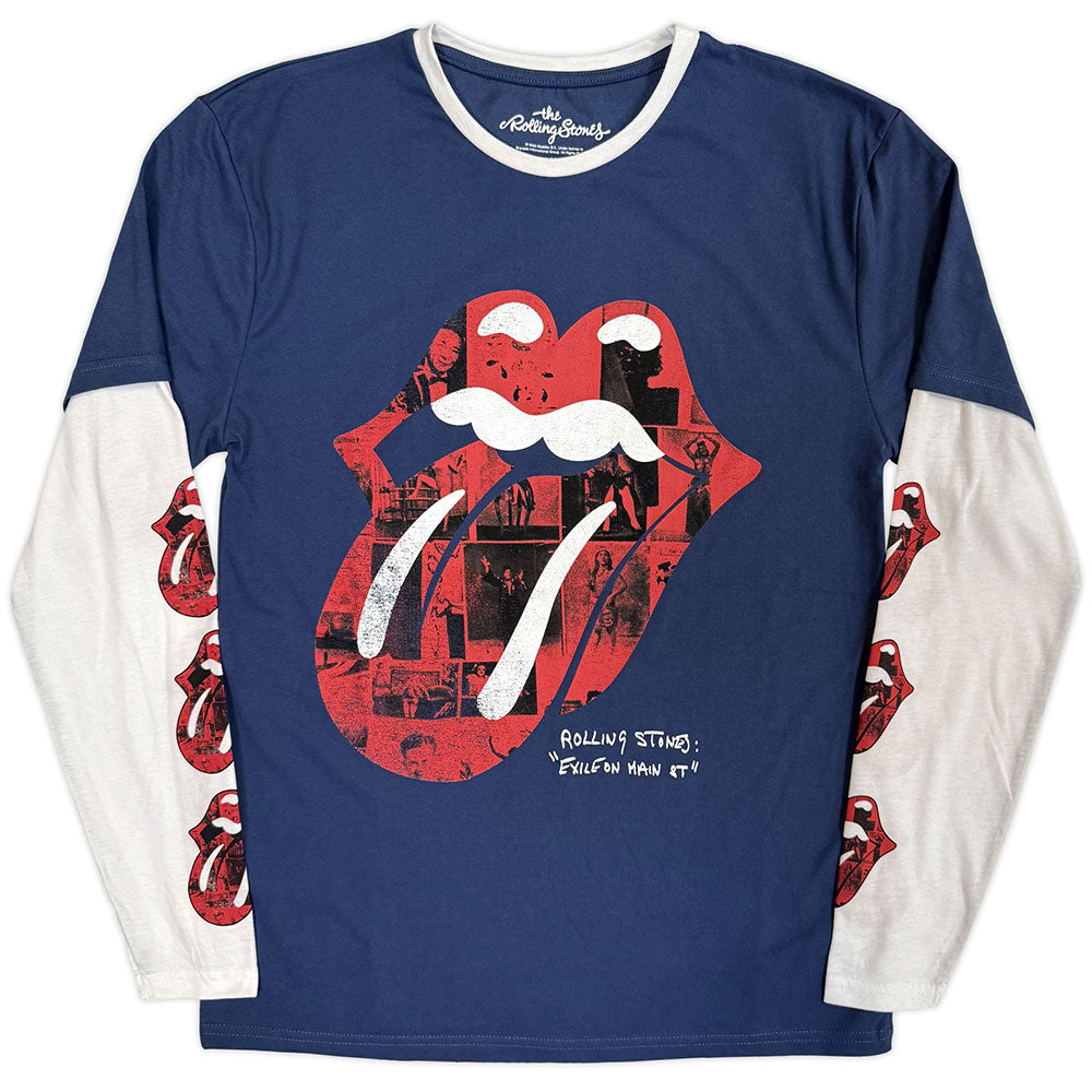 The Rolling Stones Layered Long Sleeve T-Shirt: Collage Tongue