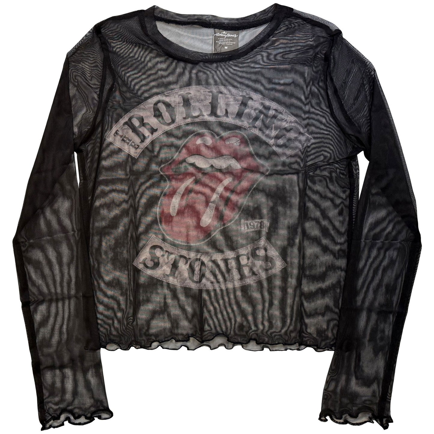 The Rolling Stones Ladies Long Sleeve Mesh Crop Top: Tour 78