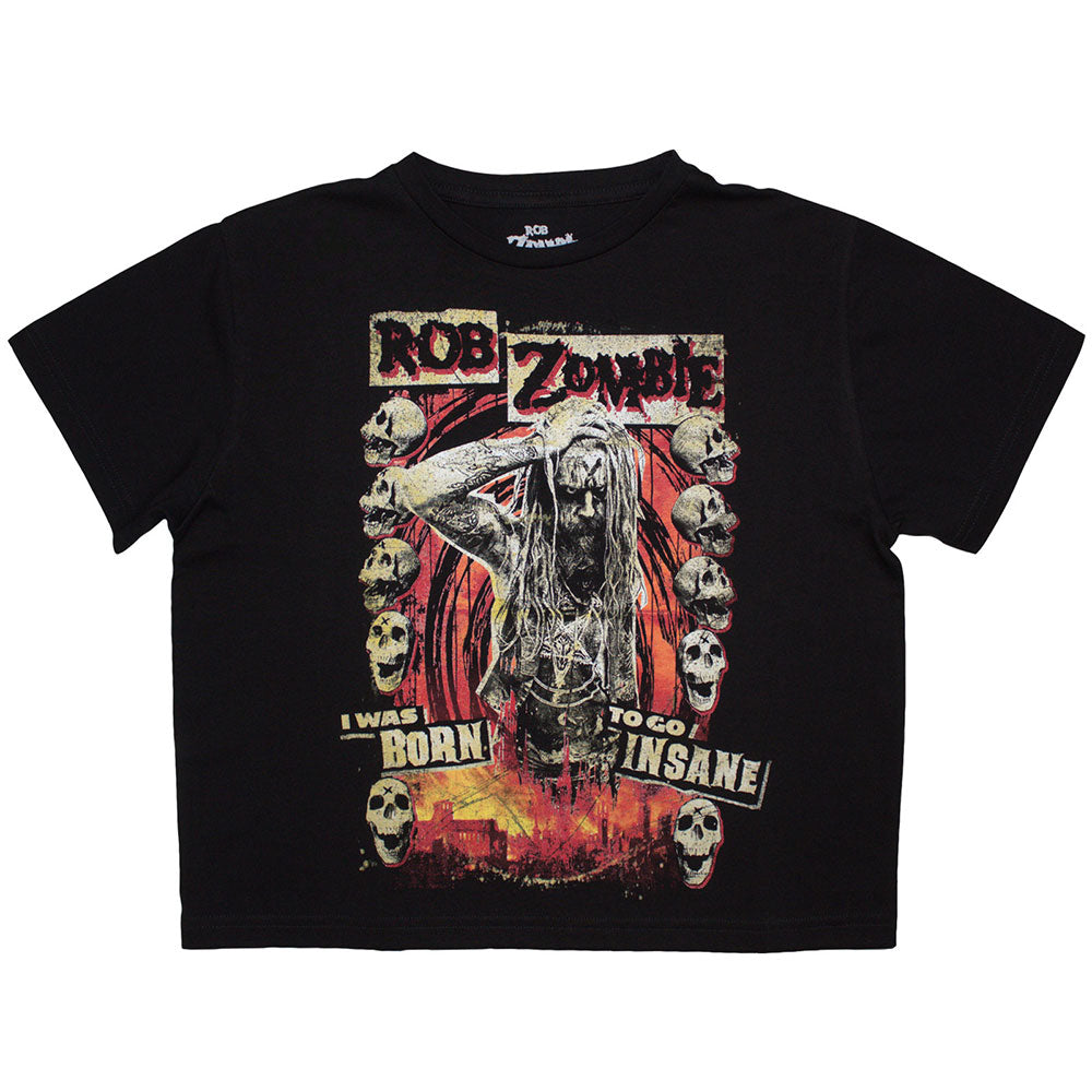 Rob Zombie Ladies Crop Top: Born To Go Insane