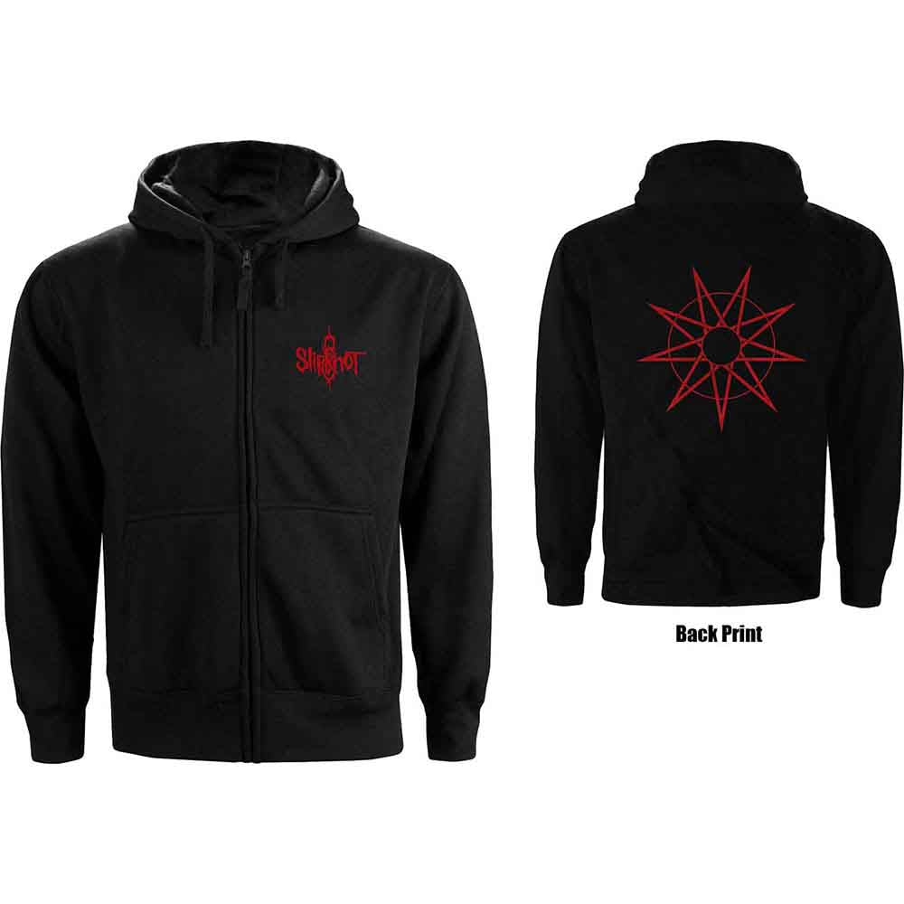 Slipknot Ladies Zipped Hoodie: 9 Point Star