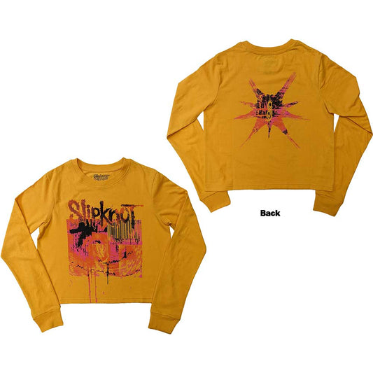 Slipknot Ladies Long Sleeve Crop Top: The End  So Far Barcode