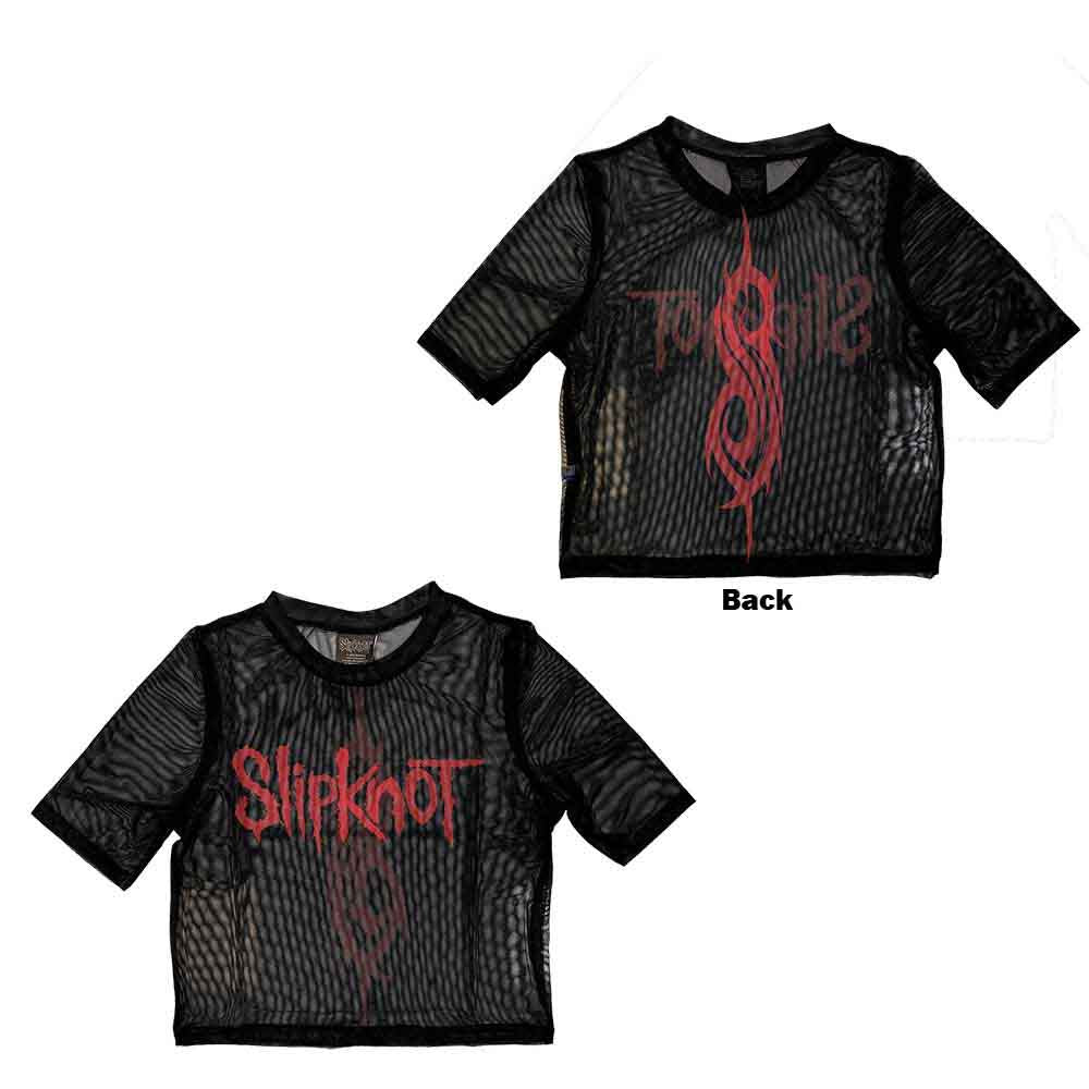 Slipknot Ladies Mesh Crop Top: Logo
