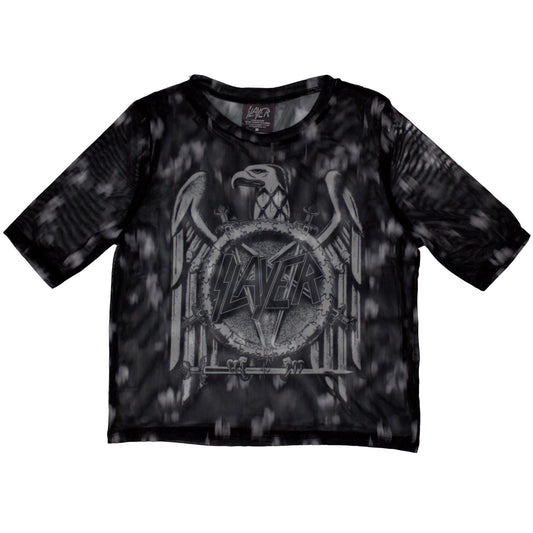 Slayer Ladies Mesh Crop Top: Mono Eagle