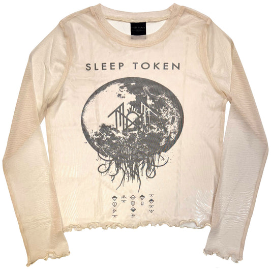 Sleep Token Ladies Long Sleeve Mesh Crop Top: Take Me Back To Eden
