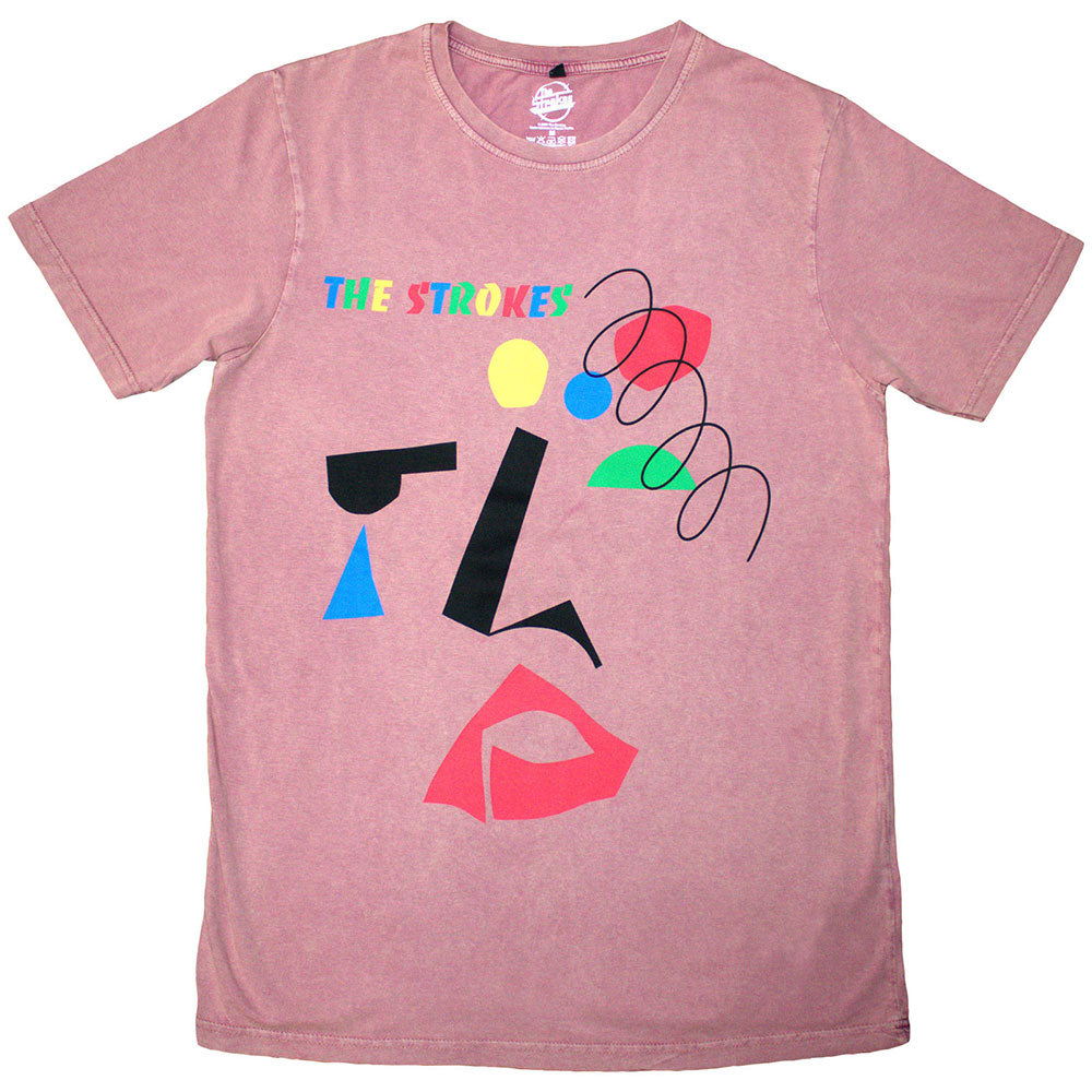 The Strokes Stone Wash T-Shirt: Abstract Face