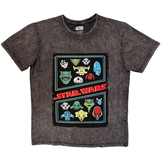 Star Wars Stone Wash T-Shirt: Alien Heads