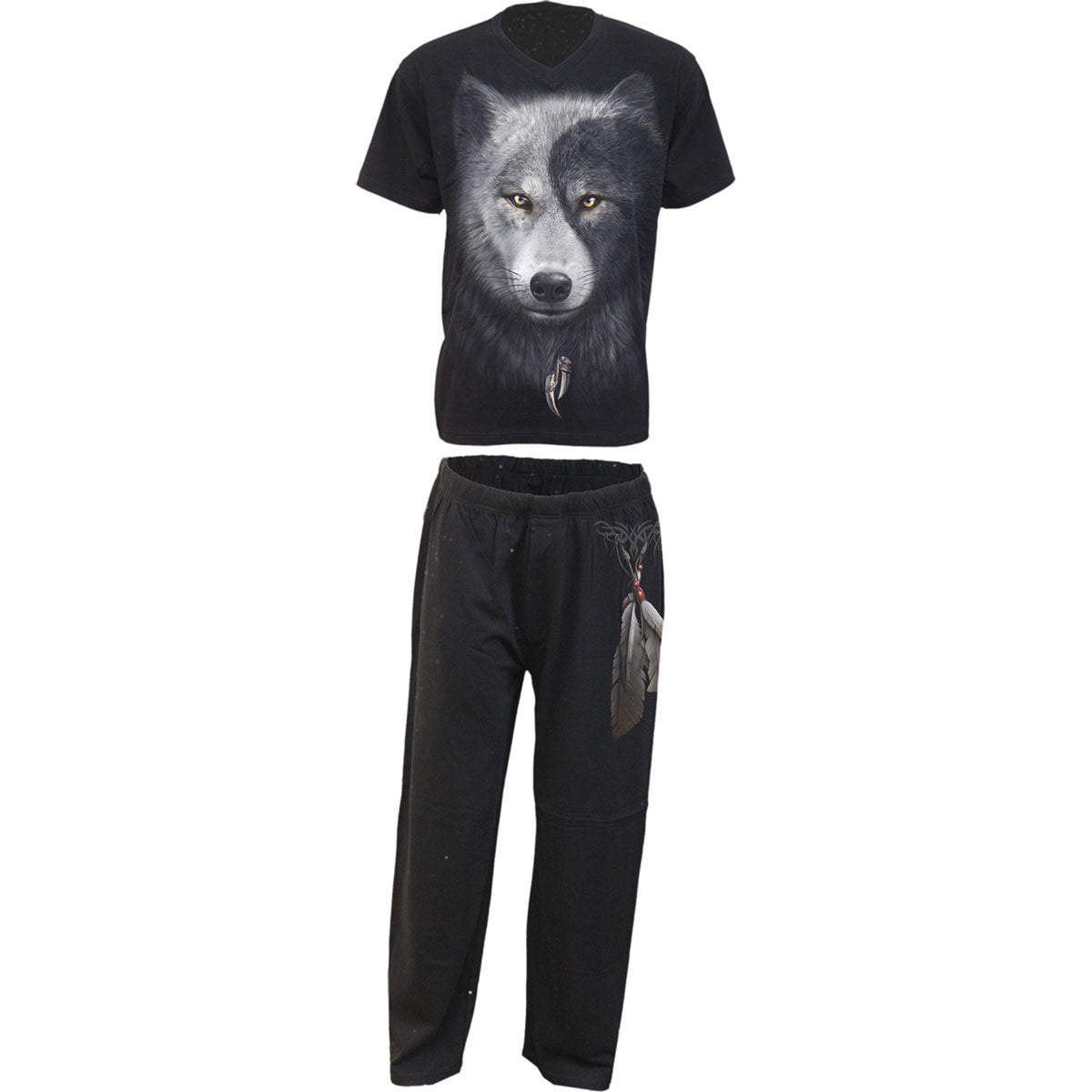 Spiral 4 Piece Gothic Pyjama Set: Wolf Chi
