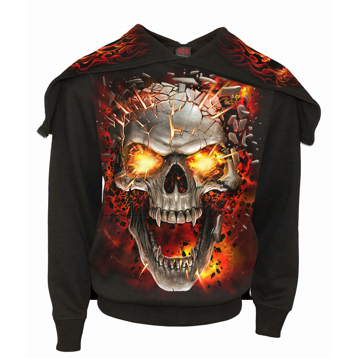 Spiral Split Zip Pullover Hoody: Skull Blast