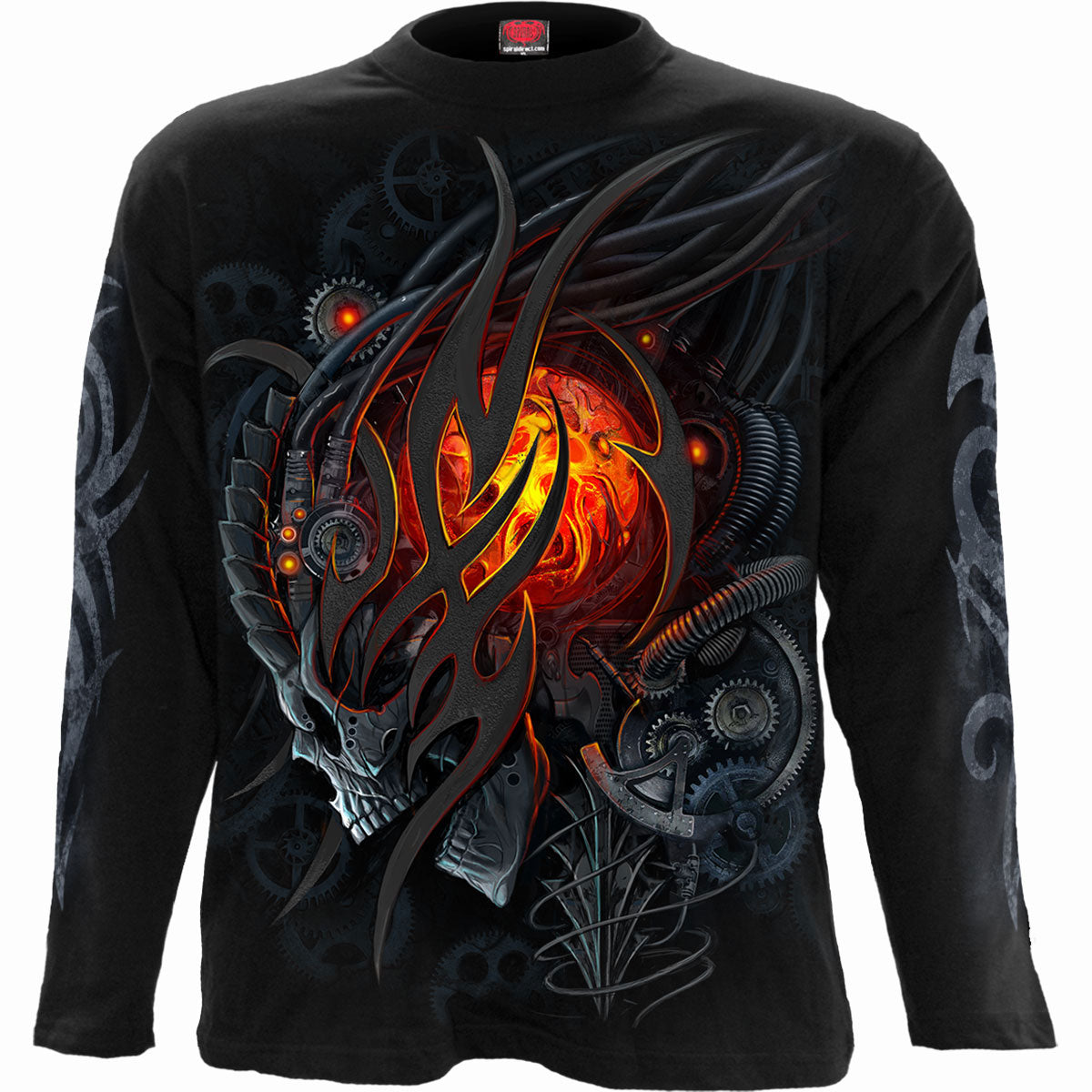 Spiral Long Sleeve T-Shirt: Steampunk Skull