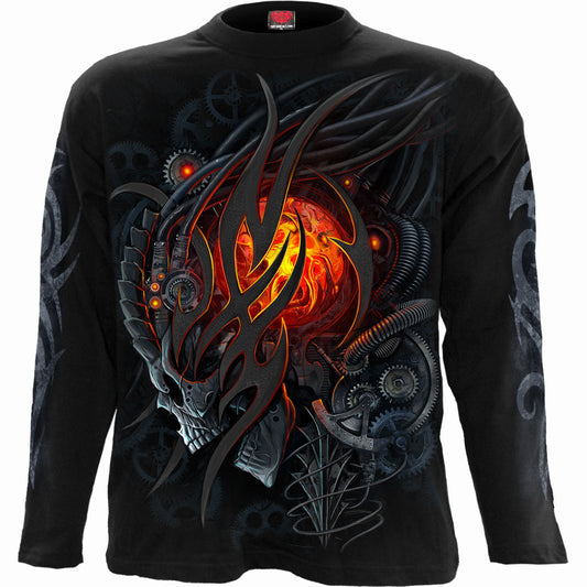 Spiral Long Sleeve T-Shirt: Steampunk Skull