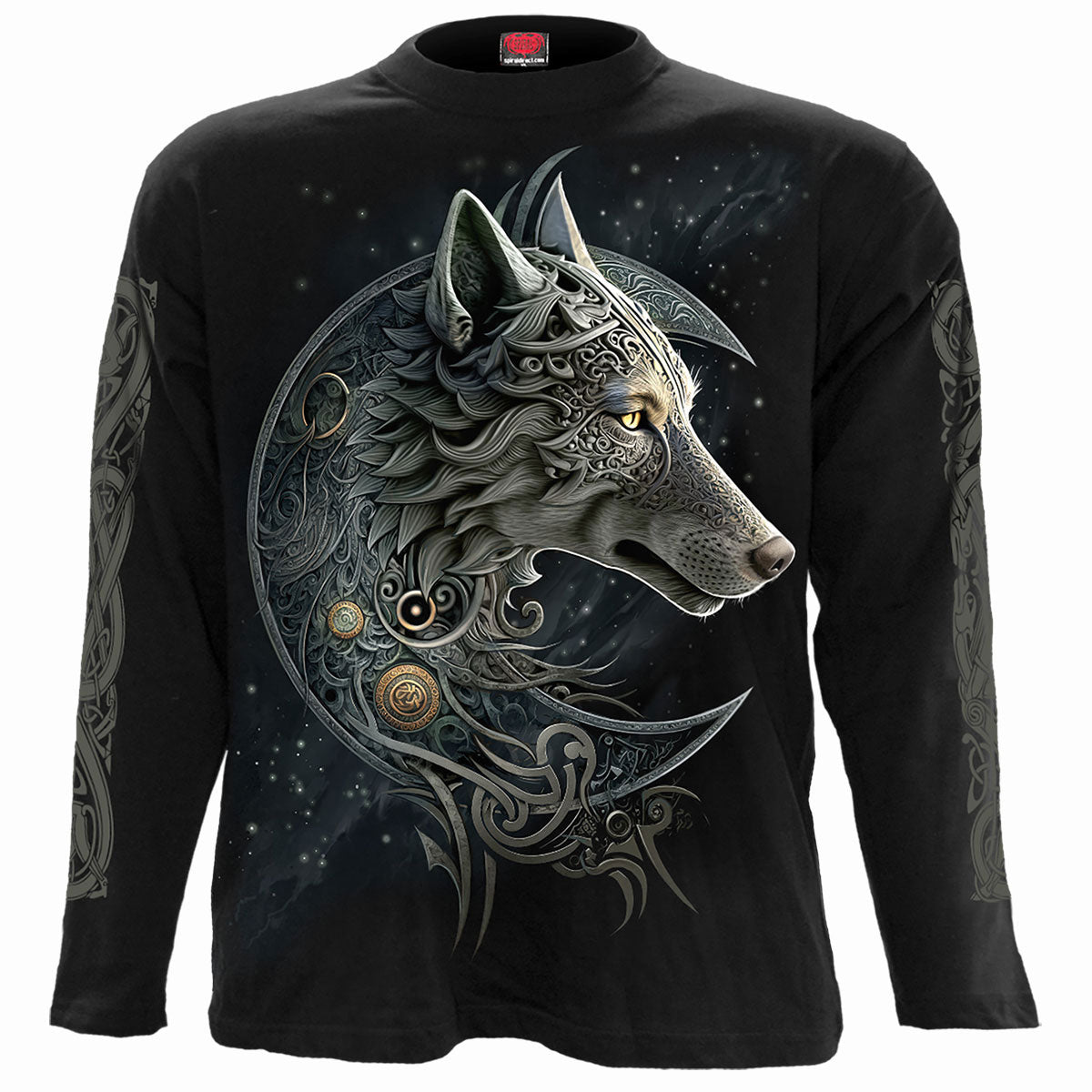 Spiral Long Sleeve T-Shirt: Celtic Wolf