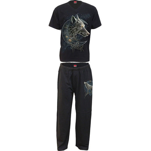 Spiral 4 Piece Gothic Pyjama Set: Celtic Wolf