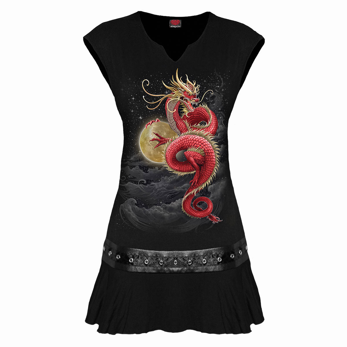 Spiral Ladies Stud Waist Mini Dress: Shenlong