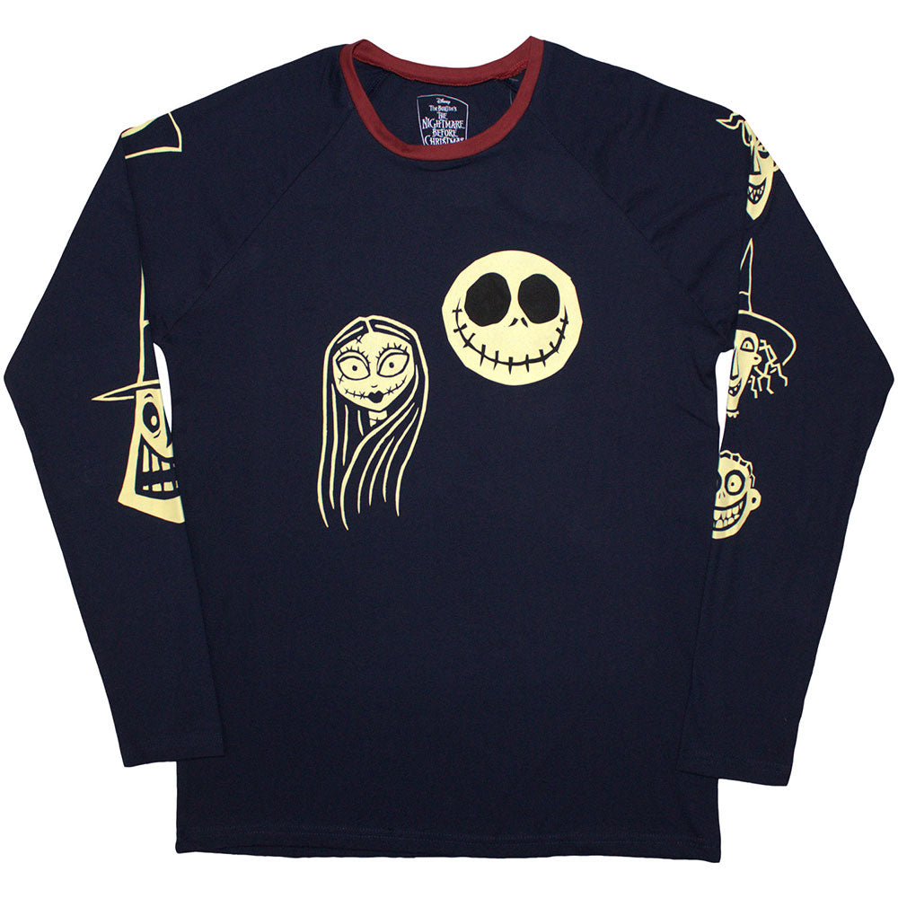 The Nightmare Before Christmas Long Sleeve T-Shirt: Faces AOP