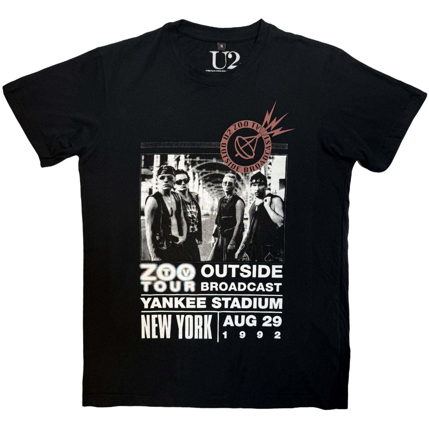 U2 Premium Carbon T-Shirt: Zoo TV Tour NY Poster 08.29.92