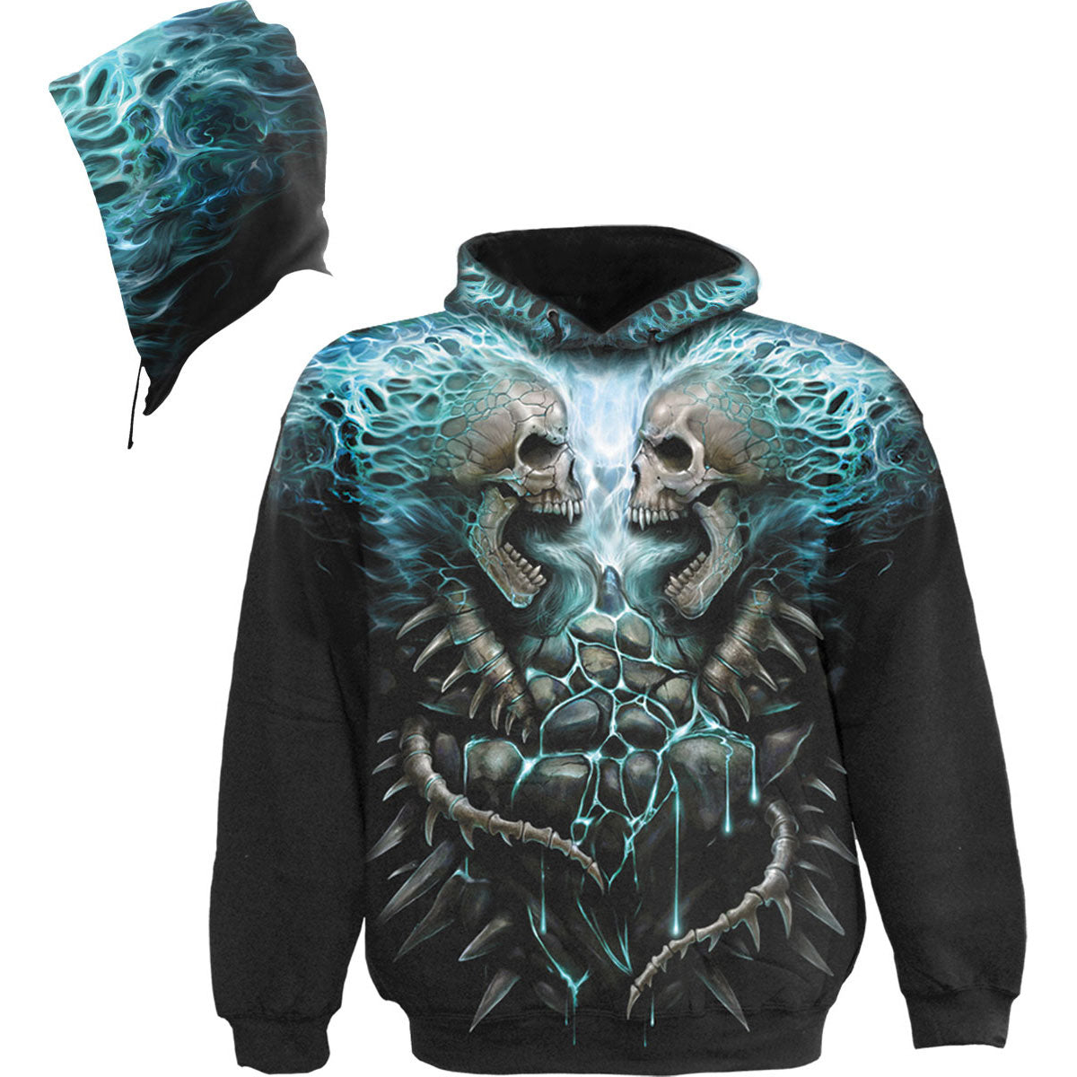 Spiral Pullover Hoodie: Flaming Spine
