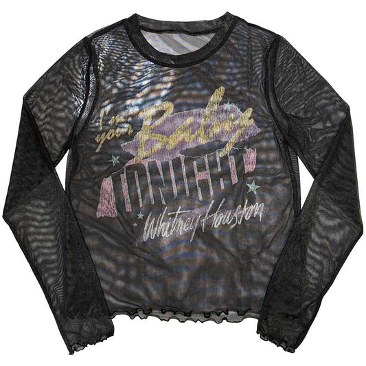 Whitney Houston Ladies Long Sleeve Mesh Crop Top: I'm Your Baby