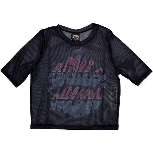 Willie Nelson Ladies Mesh Crop Top: Americana