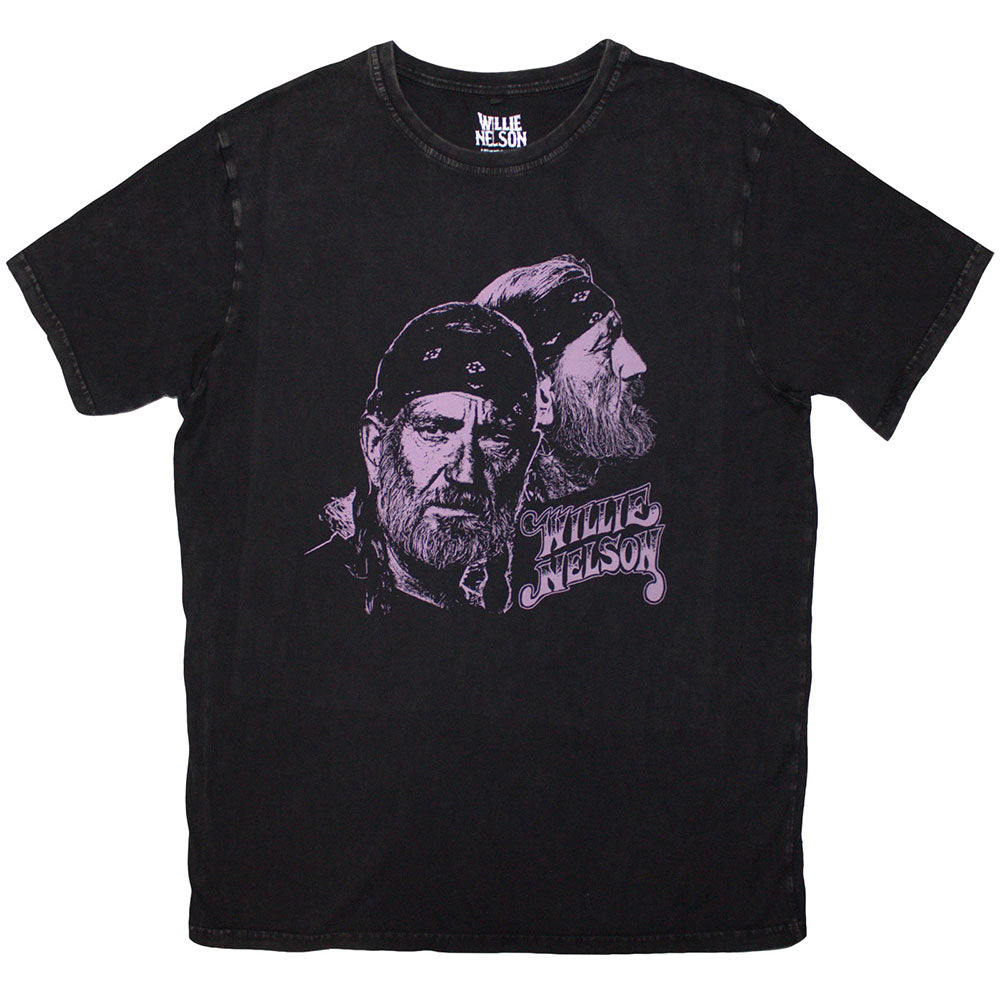 Willie Nelson Stone Wash T-Shirt: Purple Graphic