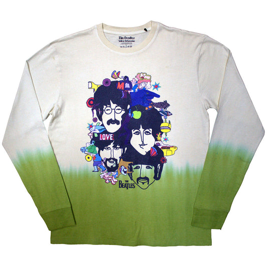 The Beatles Long Sleeve T-Shirt: Yellow Submarine Heads Collage