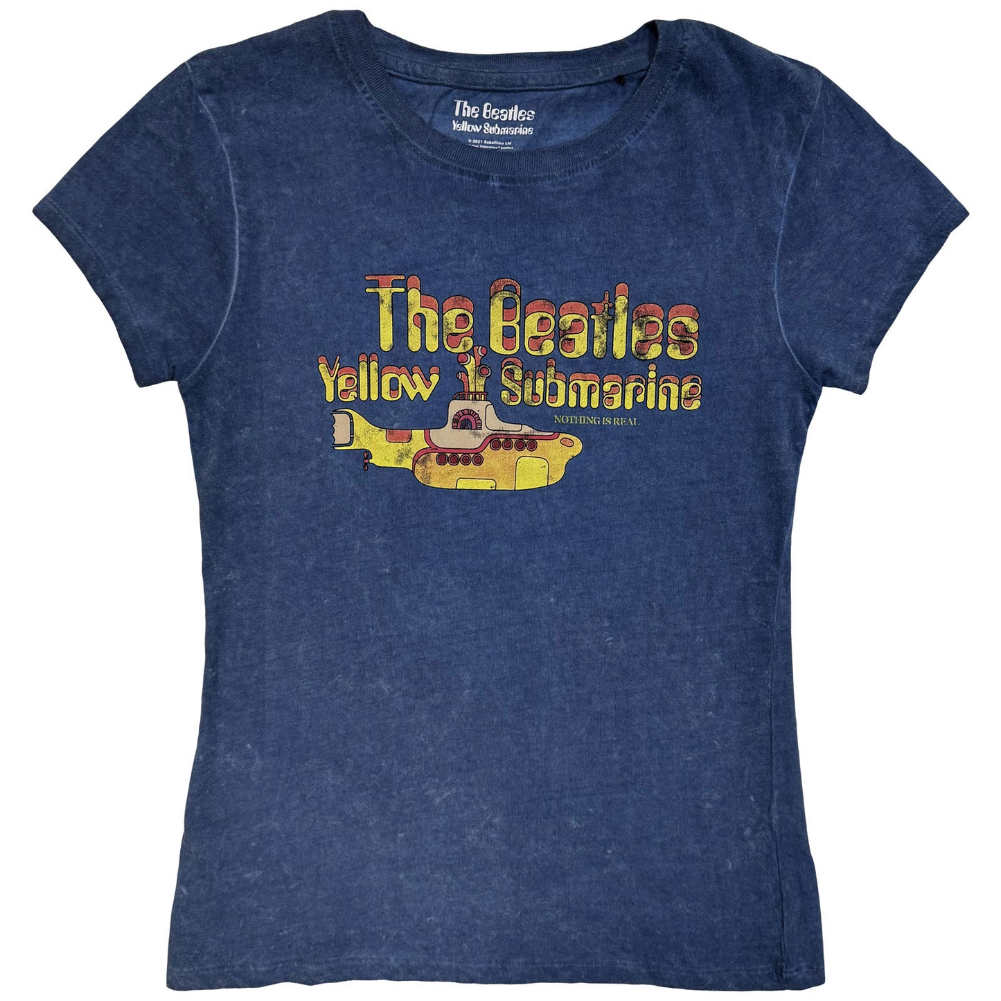The Beatles Ladies T-Shirt: Yellow Submarine Nothing Is Real Snow Wash