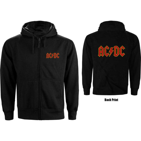 AC/DC Ladies Zipped Hoodie: Logo