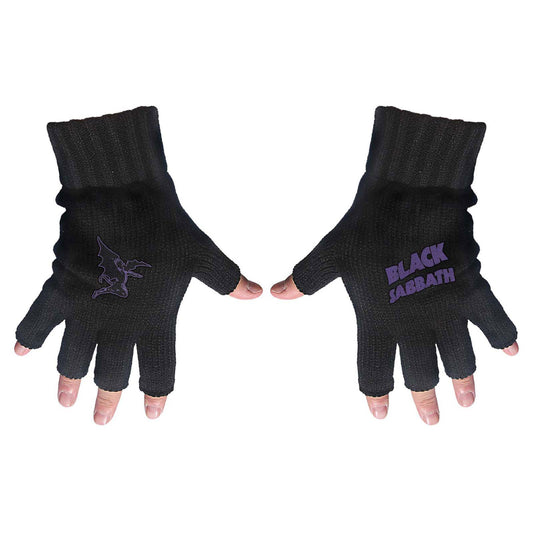 Black Sabbath Gloves: Purple Logo & Devil