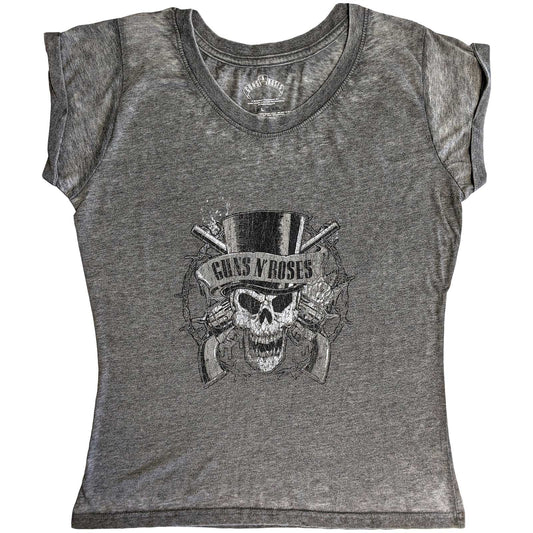 Guns N' Roses Ladies T-Shirt: Faded Skull